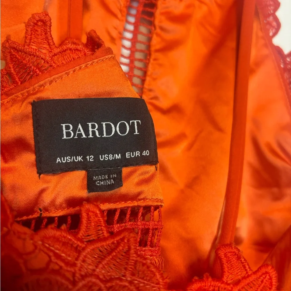 Bardot Vibrant Orange Lace Midi Dress - Picture 4 of 6